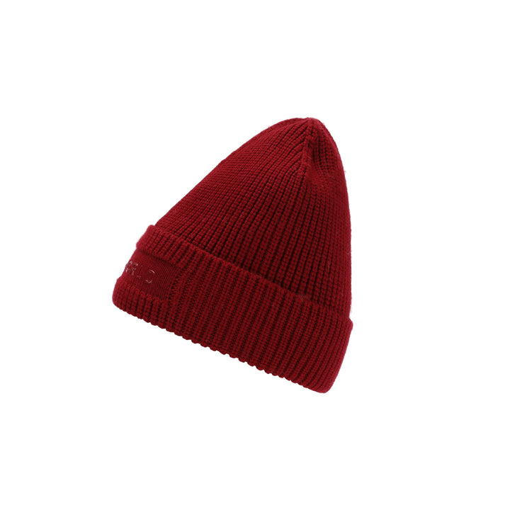 a red beanie is shown against a white background
