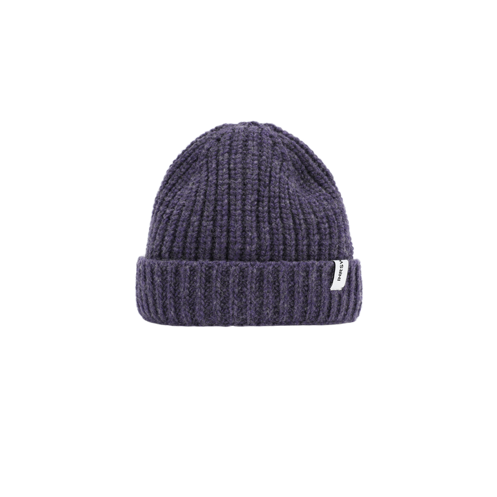 a purple beanie hat on a white background