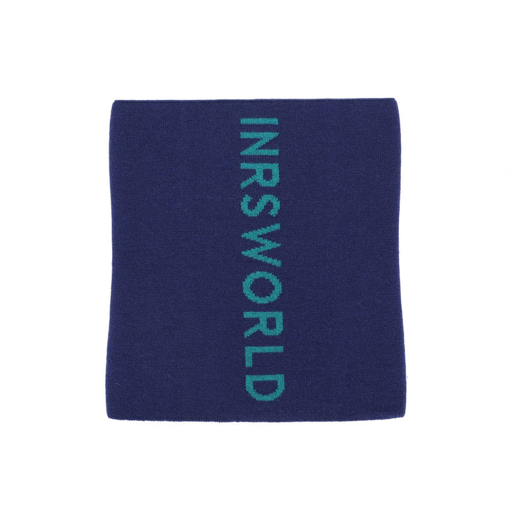 a blue towel with the words unknown world printed on it