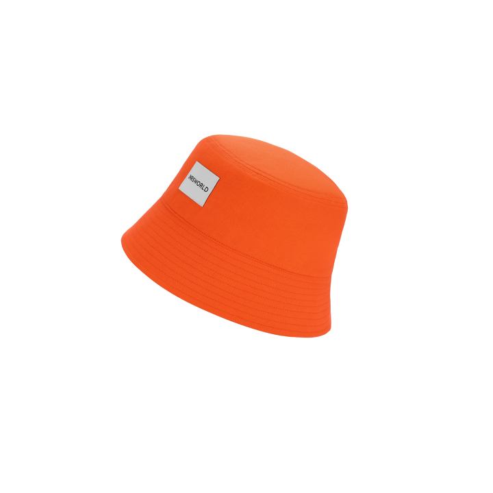 an orange hat with a tag on it