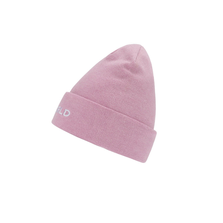 a pink beanie hat on a white background