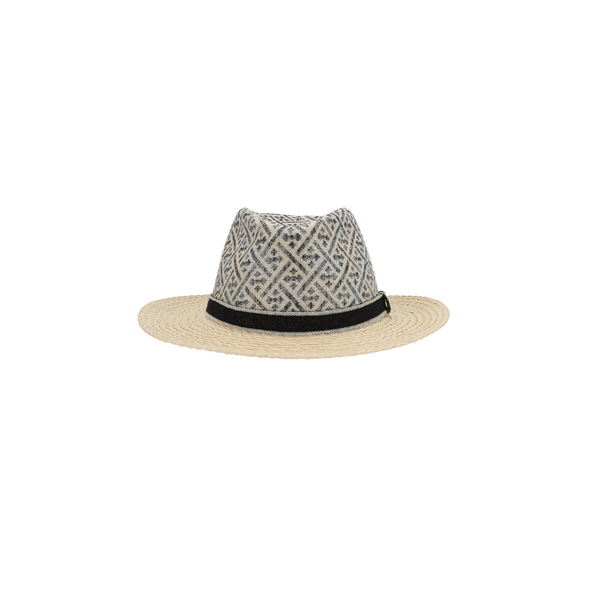 100% Paper Straw with Cotton Knitted Pattern Panama Sun Hat